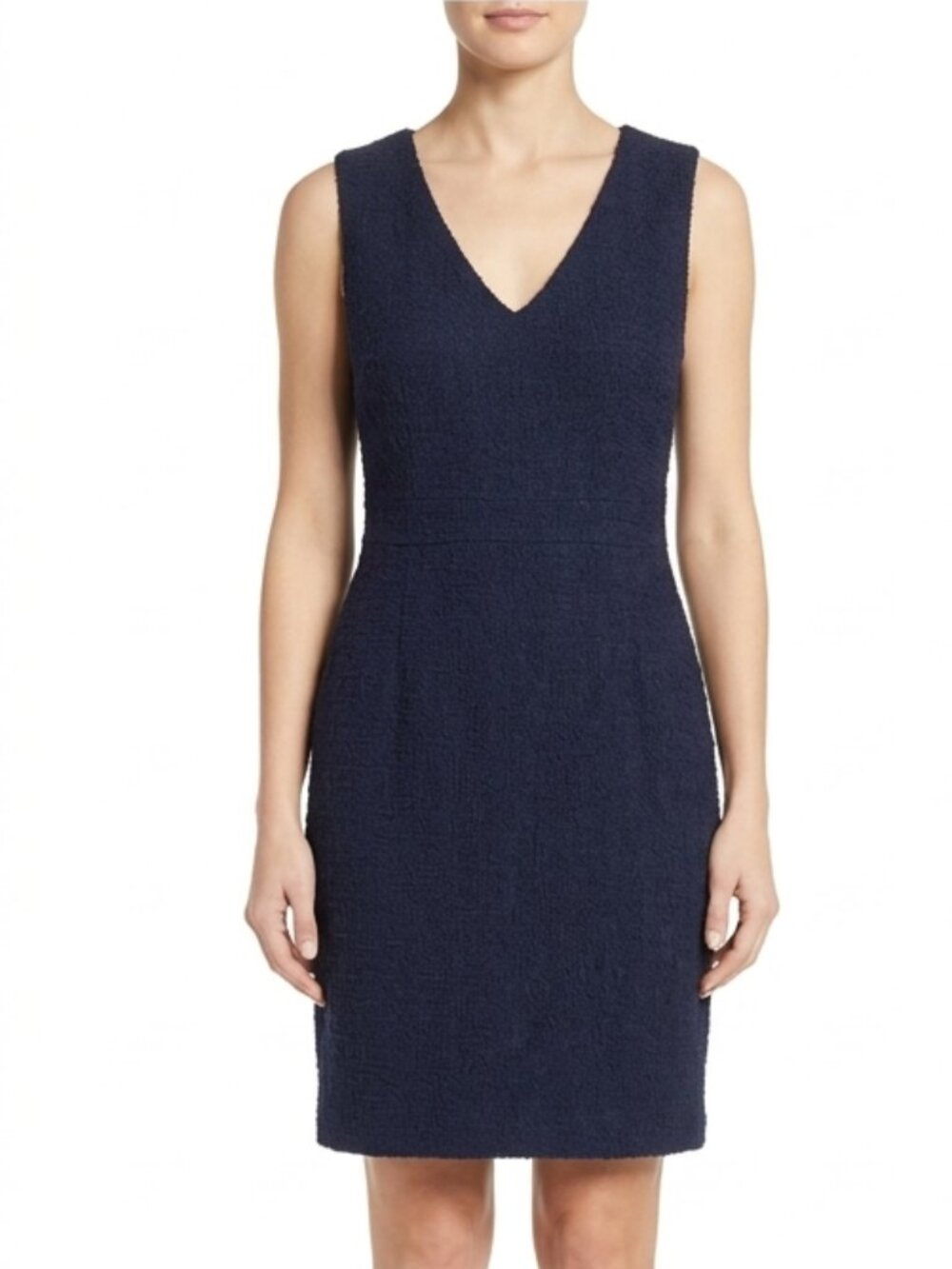 Nicole Miller Navy Blue Boucle Shift Dress